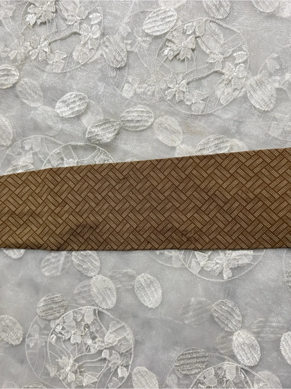 Giorgio Armani Tan Brown Geometric Silk Tie